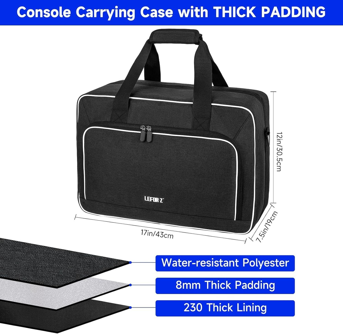 Carrying Case Compatible with PS5/PS5 Pro/PS4,Console Travel Case Compatible with Playstation 5/PS5 Digital Edition,Protective Storage Bag Fits for PS5 Controllers,Game Discs,Charger&Accessories-Black
