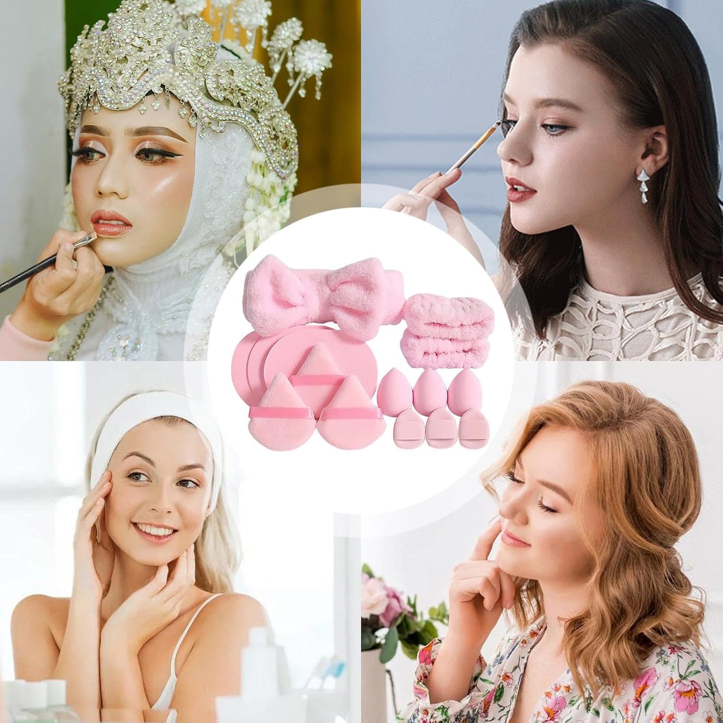 Face Wash Headband, Spa Wristband Set, Makeup Removal Headband, Skincare Headband And Wristband, Hair Accessories For Washing Face, Spa Headband Kit, Makeup Sponge Kit, Face Washing Accessories