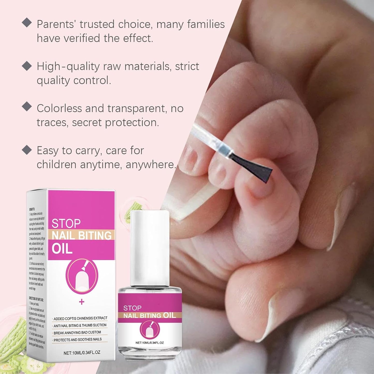 Stop Nail Biting Kids - Anti Nail Biting Nail Oil - Nail Care No Bite Nail Polish, Nail Biter Stopper, Safe & Effective Solution, Stop Biting Nails for Kids