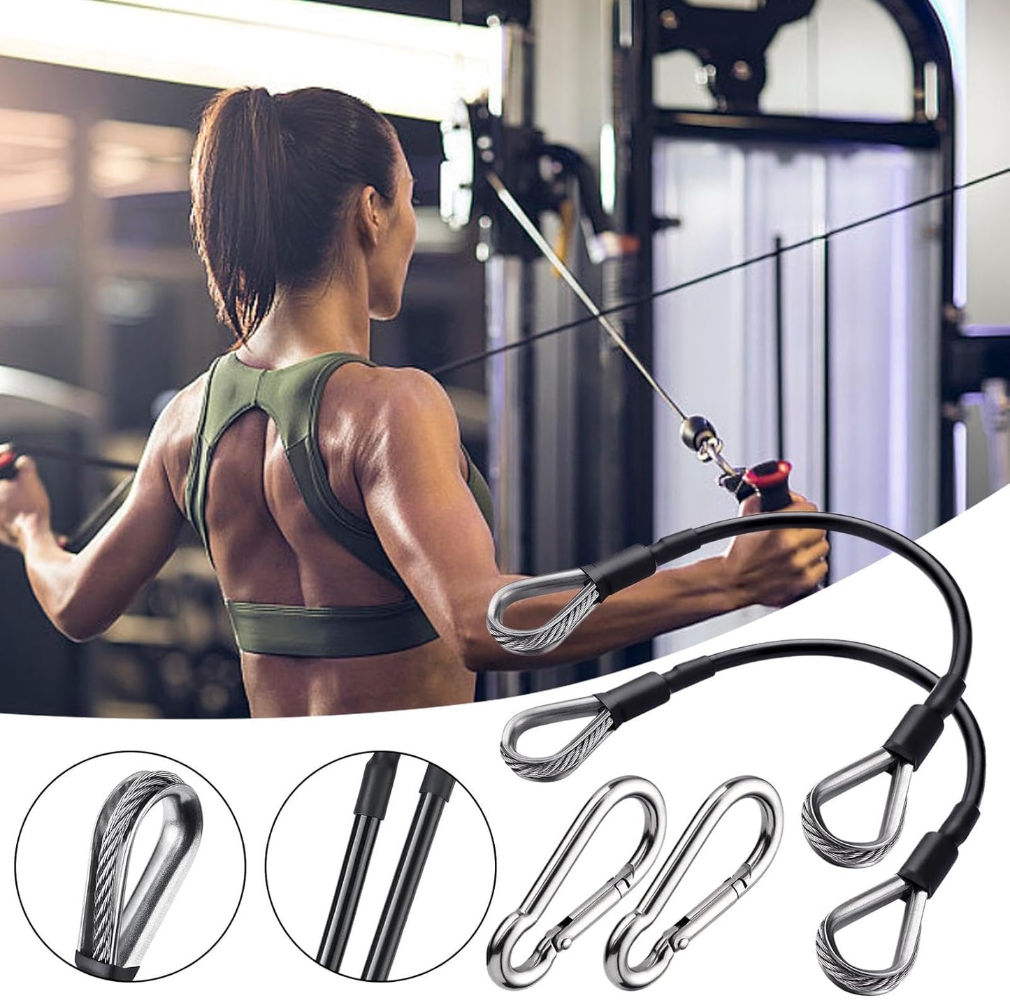 Gym Cable Extension - 2X Pulley System Fitness Cable - Fitness Pulley Cable, Multifunctional Home Gym Cable, Fitness Pulley Workout Cable for Home Exercise Fitness