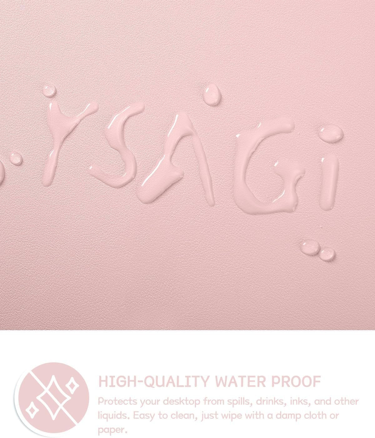 YSAGi Non-Slip Desk Pad,Mouse Pad,Waterproof PVC Leather Desk Table Protector,Ultra Thin Large Desk Blotter, Easy Clean Laptop Desk Writing Mat for Office Work/Home/Decor (Pink, 31.5" x 15.7")