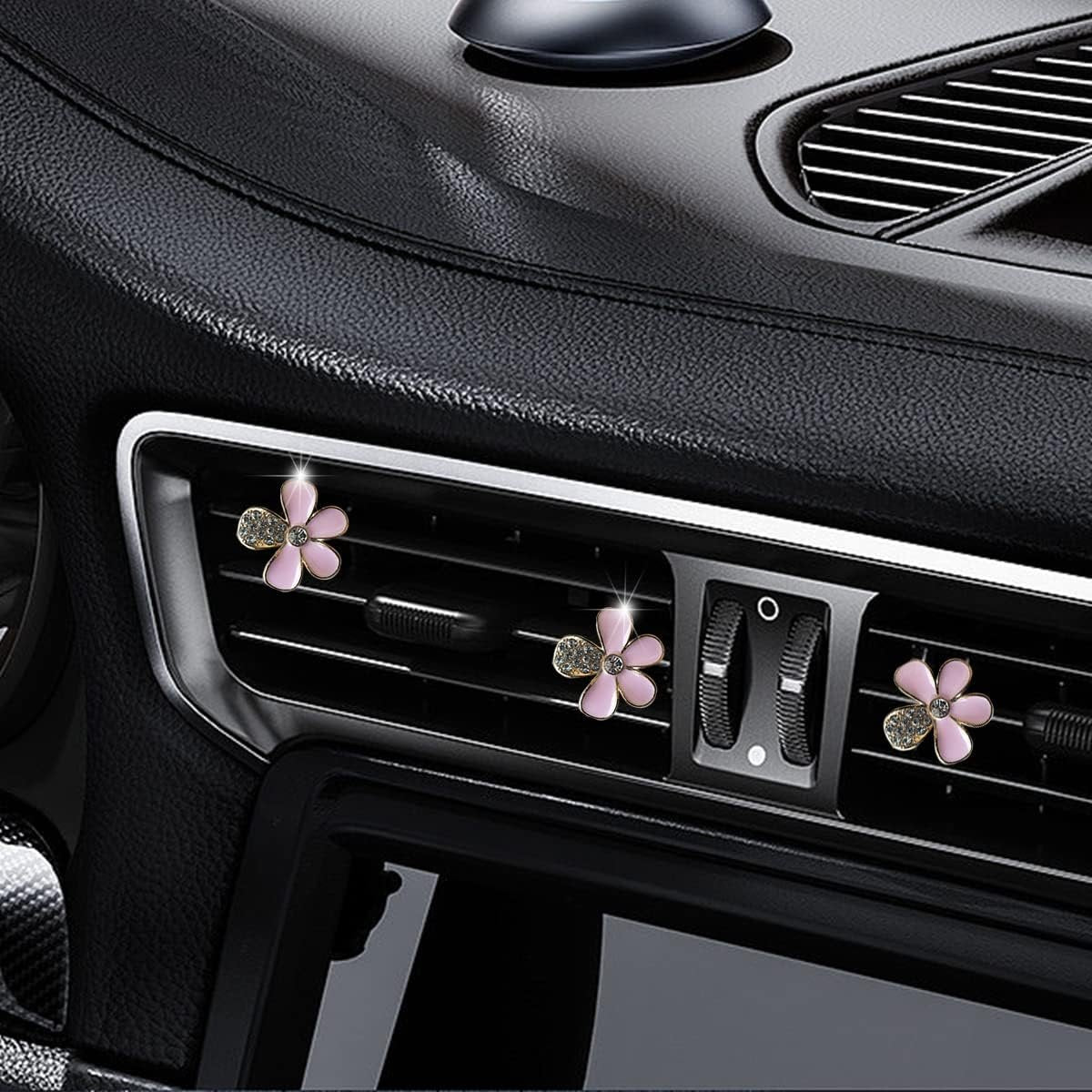 JNNJ 6 Pcs Daisy Flower Car Air Vent Air Vent Clip Car Air Freshener Flower Shape Car Perfume Diffuser Clip Cute Accessories for Car Interior Decoration (Pink)