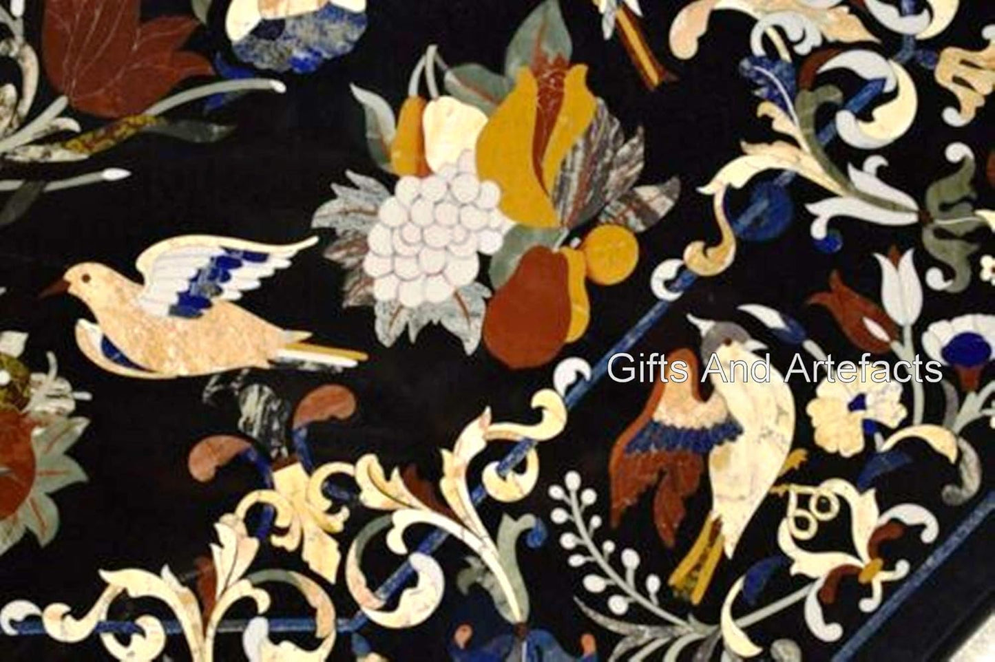 Pietra Dura Art Restaurant Top I nero marmo tavolo riunioni top I Fine Work Home Table Top I 48 x 48 pollici Heritage Dining Top I Ottagono soggiorno