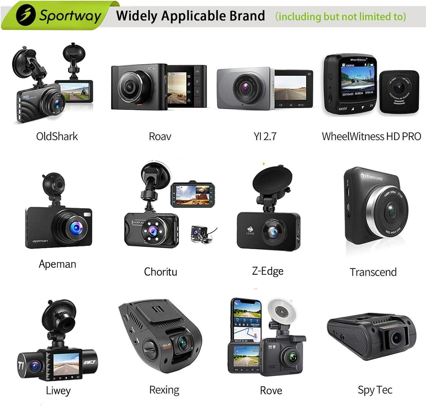 [2-Pack] Dash Cam Mount, Sportway S90 Dash Cam Mirror Mount Holder with 6pcs Joints for Rove APEMAN CHORTAU Roav Nexar iiwey YI Z-Edge Old Shark KDLINKS Crosstour Falcon Zero... Most Car Dash Cameras