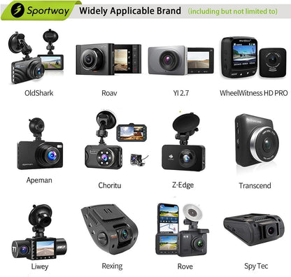 [2-Pack] Dash Cam Mount, Sportway S90 Dash Cam Mirror Mount Holder with 6pcs Joints for Rove APEMAN CHORTAU Roav Nexar iiwey YI Z-Edge Old Shark KDLINKS Crosstour Falcon Zero... Most Car Dash Cameras