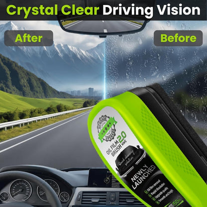 Oil-Free Car Glass Brushes, Upgrade 2.0 Clear Vision Glass Cleaner, Oil Film Cleaning Brush for Automotive Windows, Automotive Film Cleaning Brushs Tool, Wipe Board with Refills (1, Red)