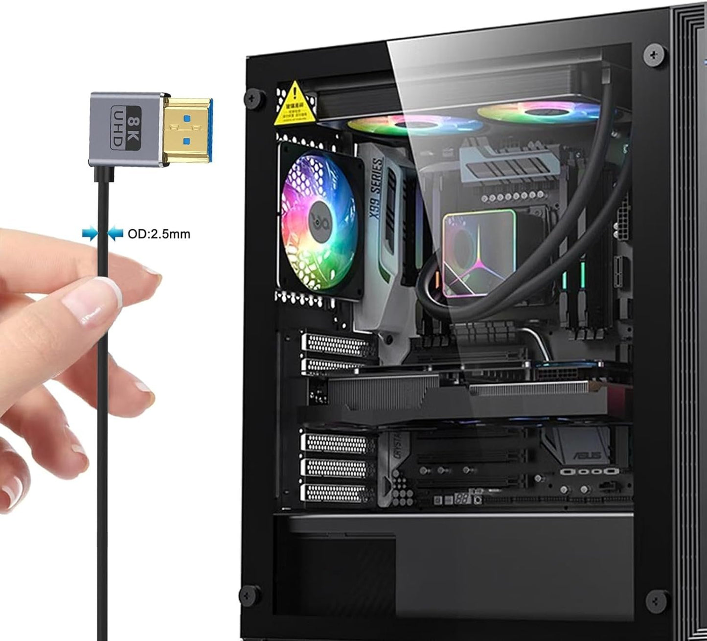 XEGZLH 2.1 Version Coiled Video Cord 8K@60Hz Extension Cable 48Gbps for 1080p Video Streaming Line Extension Line