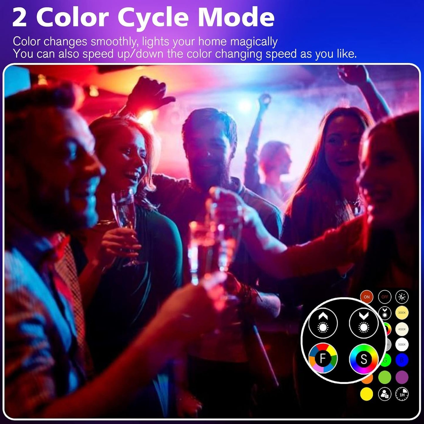 FTL RGB Colour Changing LED Bulb with Remote Control, B22 Bayonet Light Bulb 5W 40W Equivalent Dimmable, A50 Multicolour Light Bulb for Home Decoration Party Mood Lighting 6-Pack