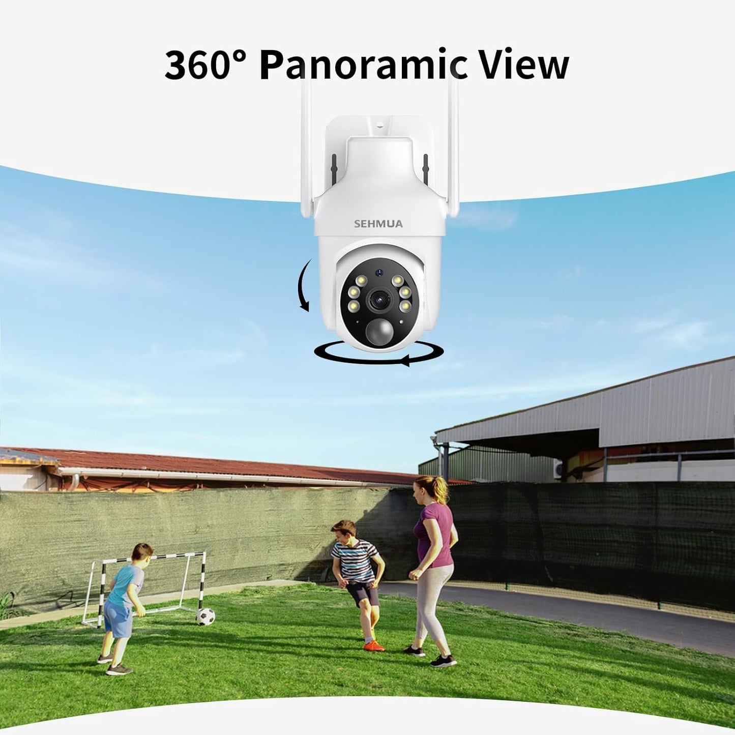 SEHMUA 2K Solar Security Cameras Wireless Outdoor, 2 Pack 360Â° View Pan/Tilt WiFi Security Camera Outside with Color Night Vision,Easy to Install, PIR Alarm, 2-Way Audio, Cloud/SD Storage