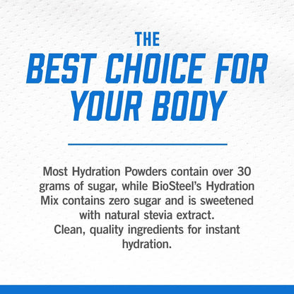 BioSteel Hydration Mix, Proudly Canadian - Great Tasting Hydration with Zero Sugar, and No Artificial Flavours or Preservatives, Blue Raspberry Flavour, 12 Single Serving Packets