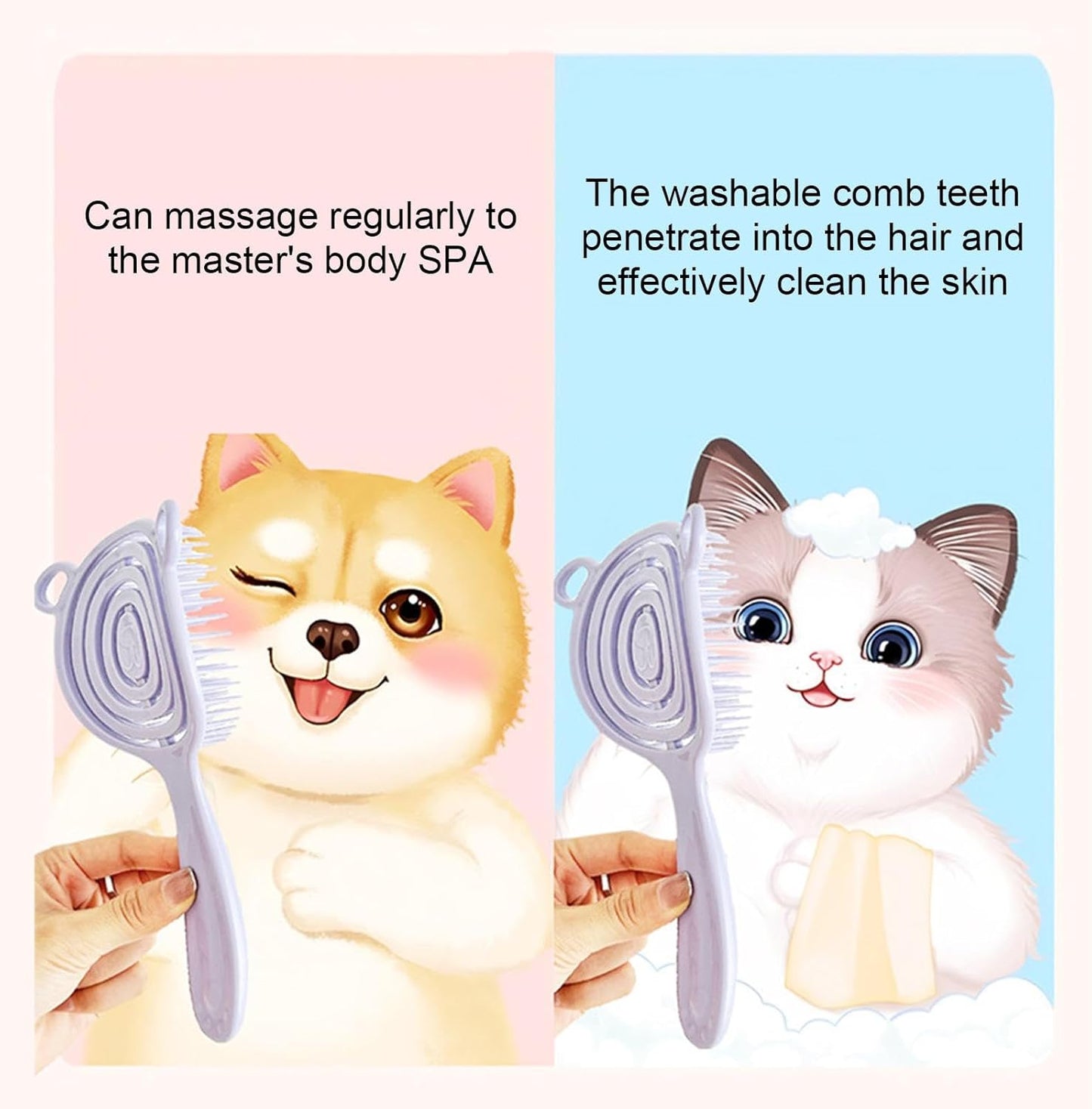 Floating Hair Remover, Ergonomic Pet Brush, Pet Grooming Supplies, Soft Bristle Pet Comb, Pet Care Grooming Tool, Easy Clean Pet Brush, Grooming Brush for Long Hair, Pet Hygiene Accessories