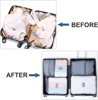 AiQInu 7-Piece Waterproof Packing Cube Set Travel Organizer for Clothes, Shoes, Underwear