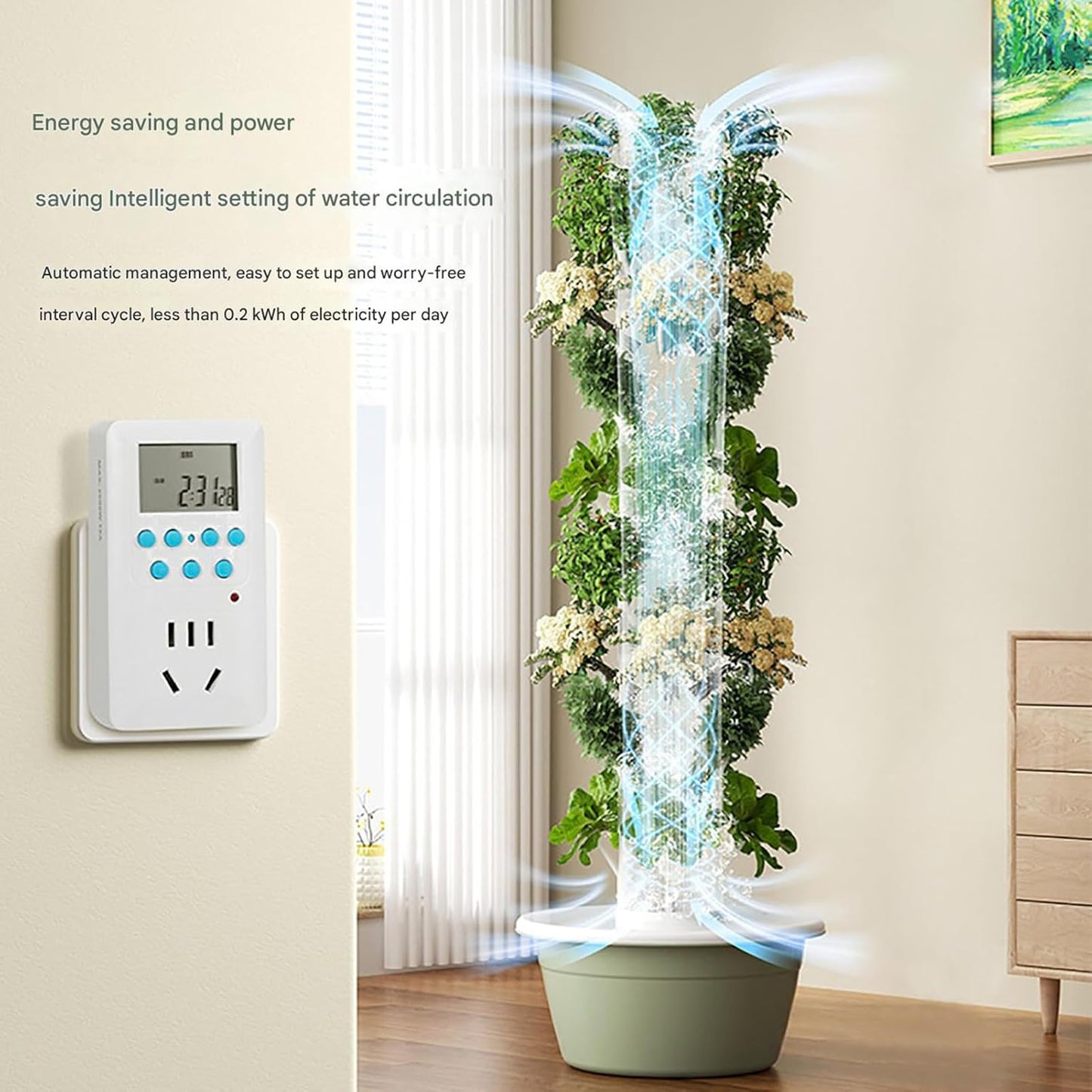 FXNFXLA Sistema di Coltivazione idroponica a Torre, 5/7/9 Strati, Giardino Verticale Intelligente, Torre aeroponica per Frutta e Verdura, con Serbatoio d'Acqua da 30 Litri