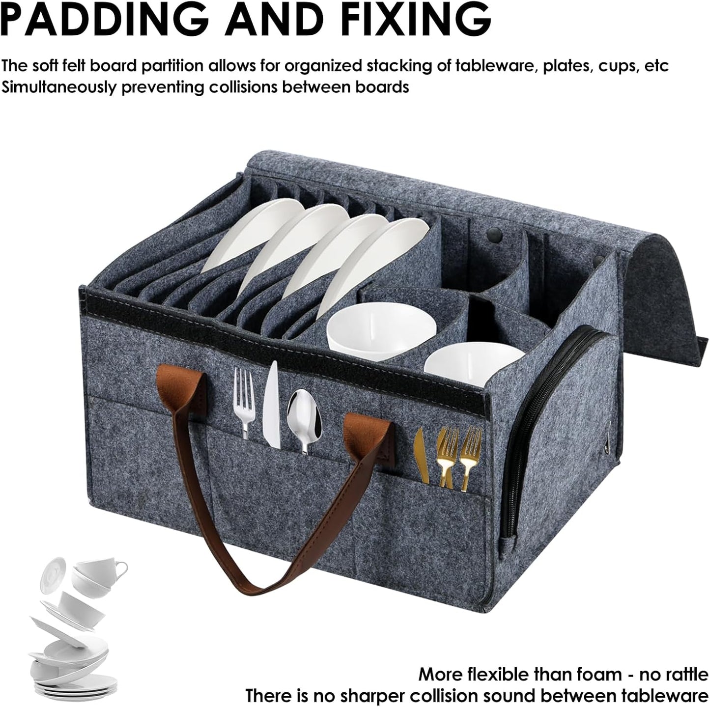 Glassware Storage Container for Dinnerware, China, Cups and Mugs - Home Organization Box for Plates and Bowls