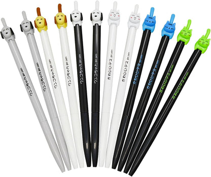 Maydahui 12 Pcs Cute Cat Dog Tail Clicker Retractable Pen Novelty Japanese Little Kitten Rollerball Pens For Cat Lovers Student Shcool Gift Party Favors Office Supplies Stationery