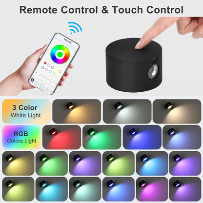 Lightess Smart LED Wall Sconce, Dimmable Wall Mounted Lamp with 3 Lighting & RGB & Ambiance Mode, APP & Touch Control, Rechargeable Wall Light Battery Operated, Cordless Wall Light for Reading Bedside