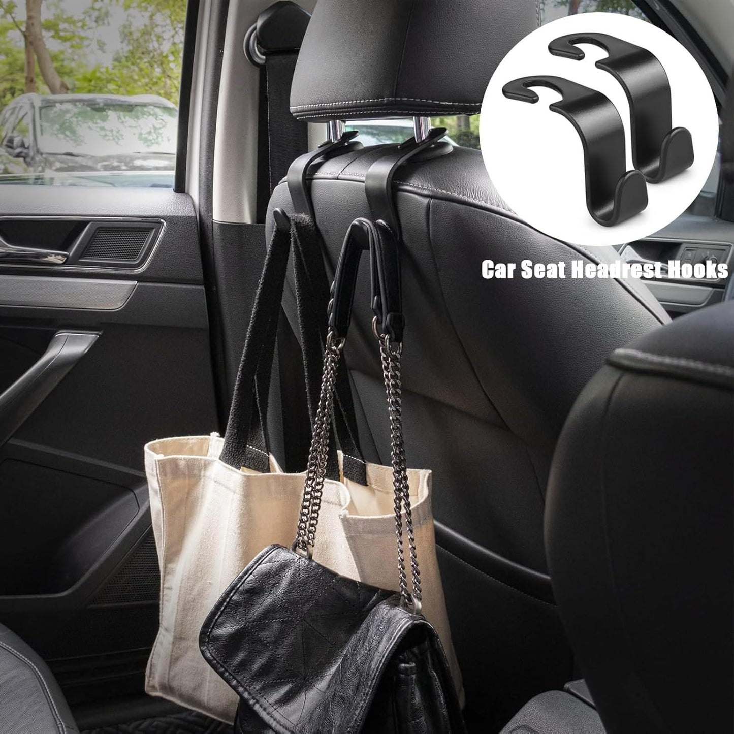 Car Accessories Interior, 4 Pack Car Accessories Include 1 Car Tissue Holder, 1 Car Sunglasses Holder, 2 Car Seat Headrest Hook, Christmas Automotive Car Essentials for Car Sun Visor ï¼ˆBlackï¼‰