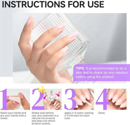 Gelike ec Nail Growth Hardener - Repair for Damaged Thin Nails and Brittle Nails Fillers as a Varnish Base, White