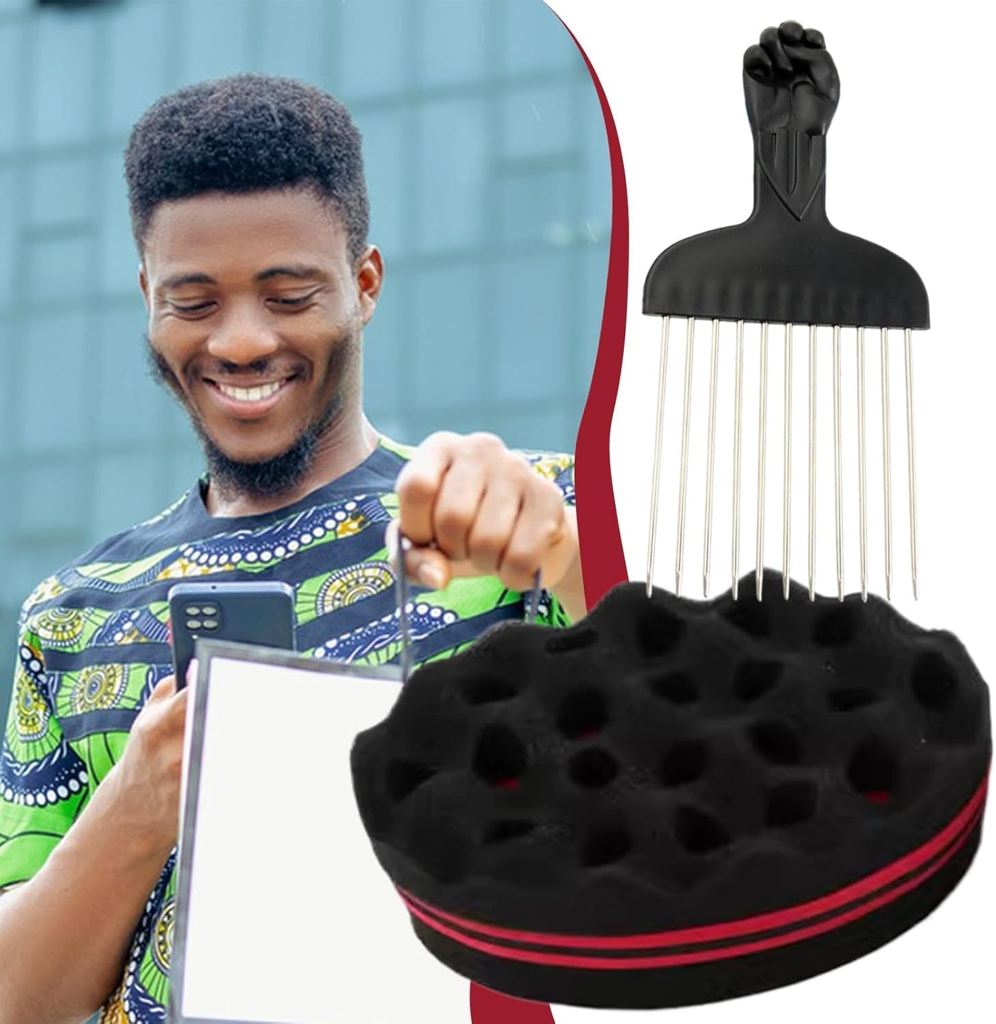 Big Holes Sponge Hair Brush - Twist Sponge For Hair | Waving Forming Dreadlock Defining Comb For Salon Homemade Grooming Barber Outdoor Travel, Dreadlock Brush, Dreadlock Defining Comb