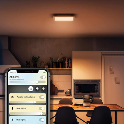 Philips Hue Aurelle White Ambiance Smart Lighting Square 24.5W Panel Light. with Bluetooth, Compatible with Alexa, Google Assistant and Apple Homekit