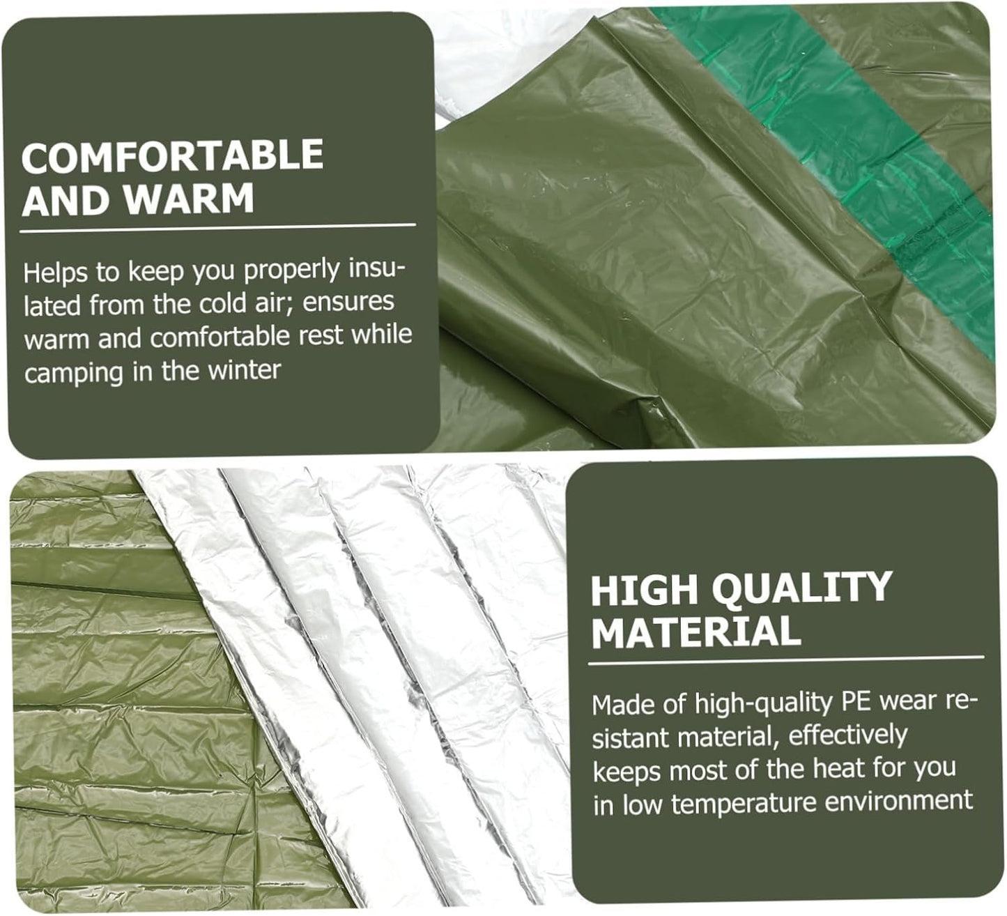 GANAZONO Emergency Thermal Sack Outdoor Survival Sleeping Pouch Tent Lightweight Insulated Pe Material for Camping Hiking and Winter Adventures