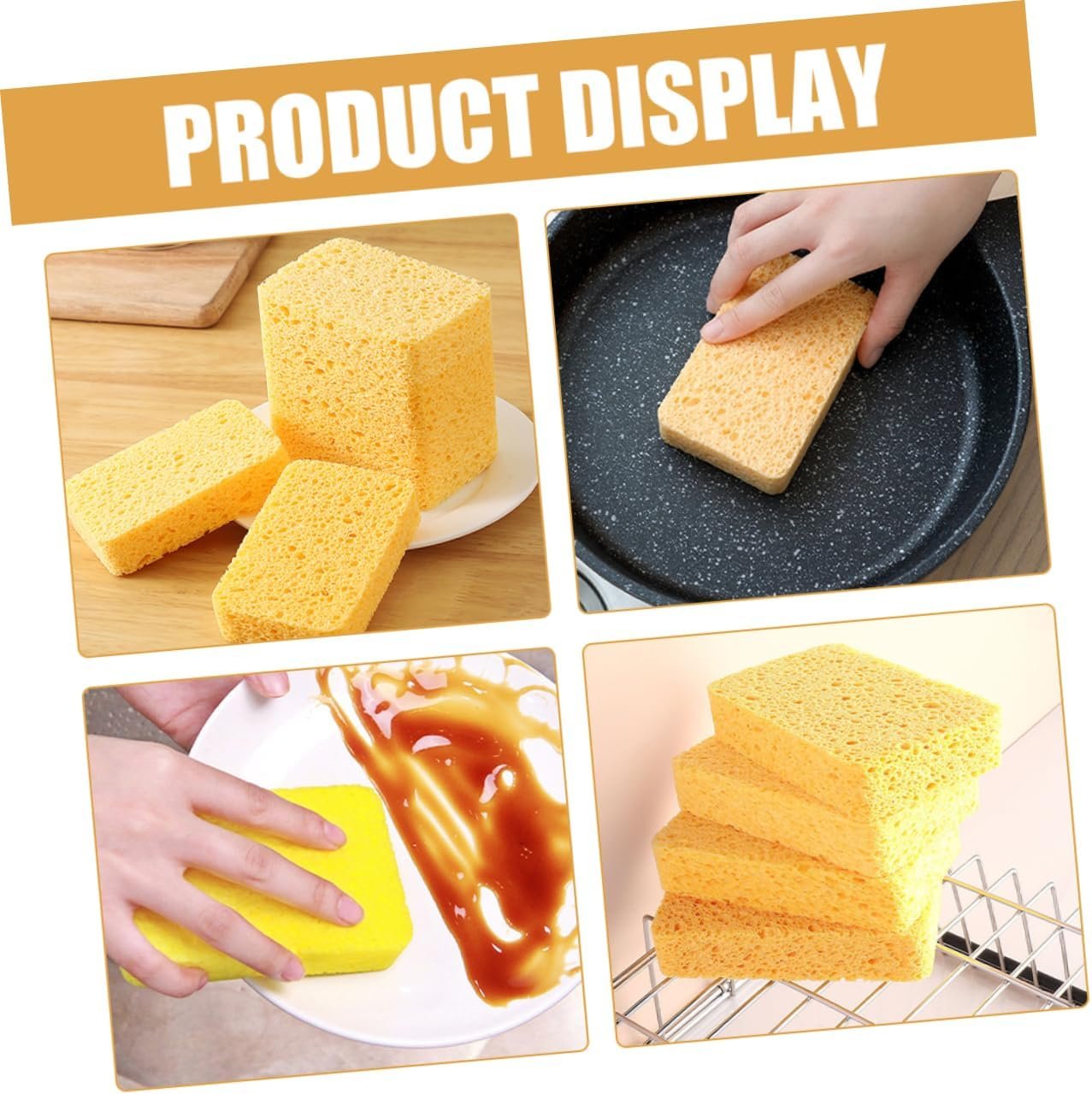 LABRIMP 6pcs Reusable Kitchen Sponge Multi Functional Cleaning Scrub Sponge for Pans Bowls and Cups High