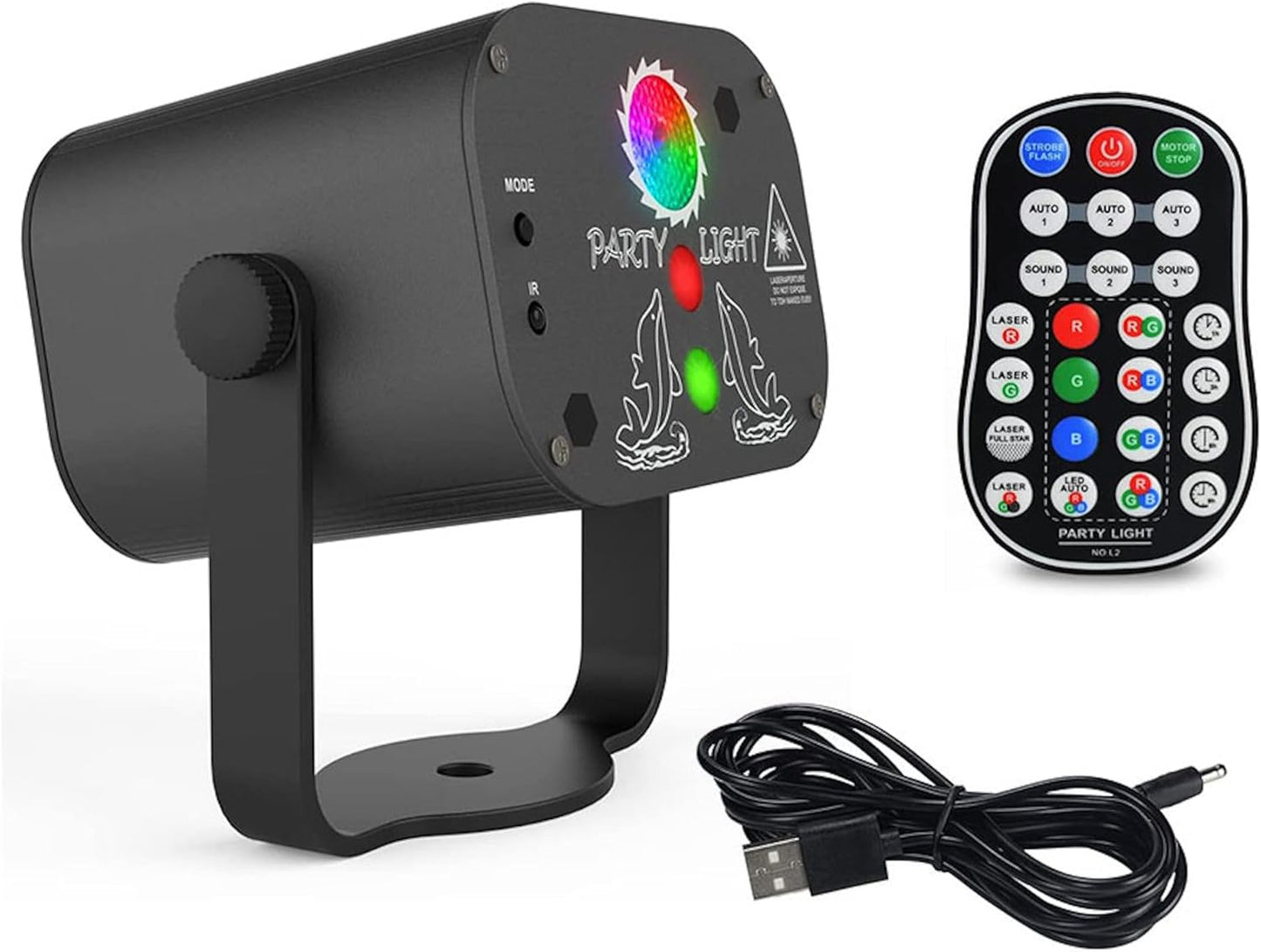 480 Patterns LED RGB Laser Projector Stage Lighting Disco Lights for Party, KTV, Club (USB Plug-in Model)