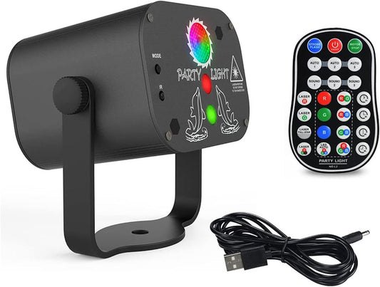 480 Patterns LED RGB Laser Projector Stage Lighting Disco Lights for Party, KTV, Club (USB Plug-in Model)