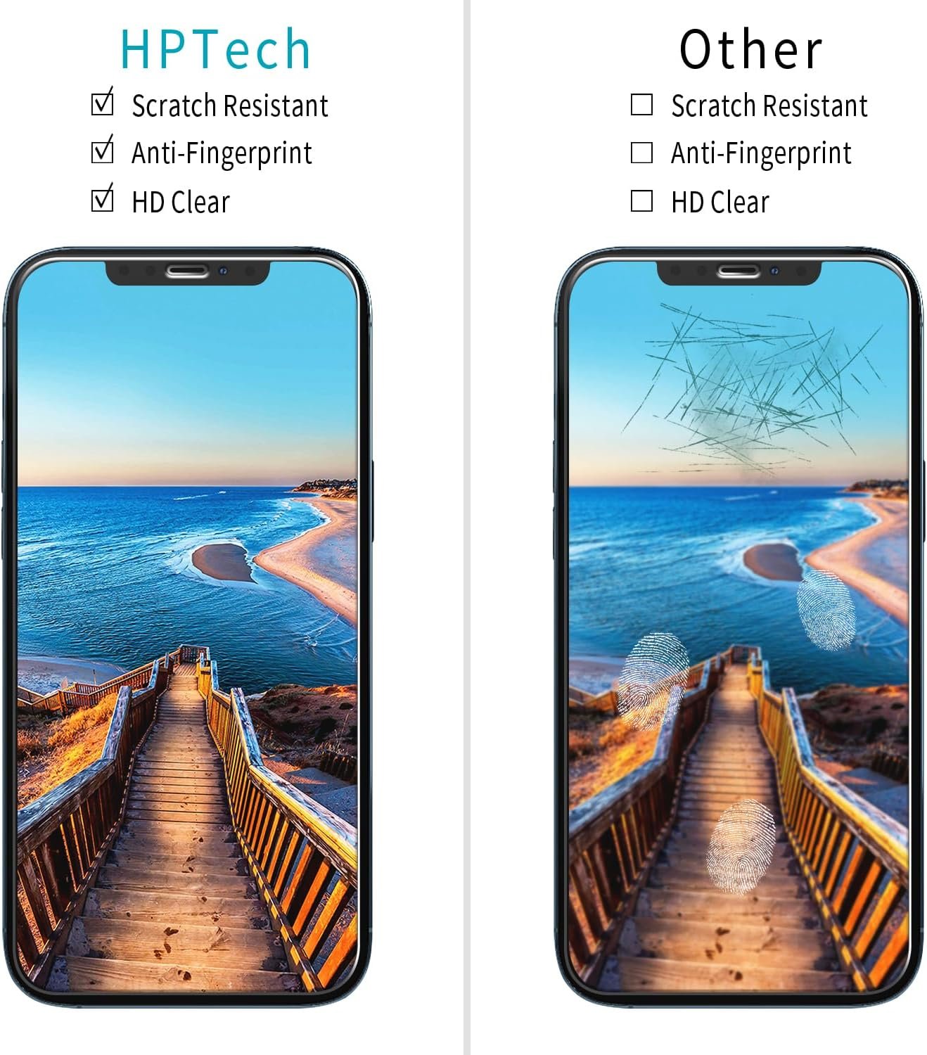 HPTech 2-Pack Screen Protector for iPhone 12 / iPhone 12 Pro 6.1-inch Tempered Glass, Case Friendly, Easy to Install