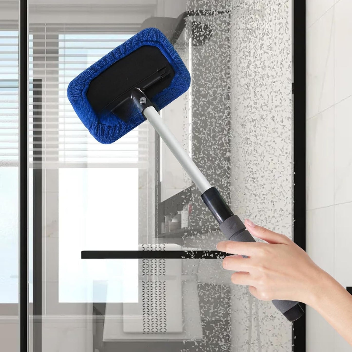 Microfiber Windshield Cleaner, Extendable Handle Tool, Interior Towel Brush, Lightweight Detailing Brush, for Automotive, Home Mirrors, Floor Cleaning, 49cm/19.29 inches