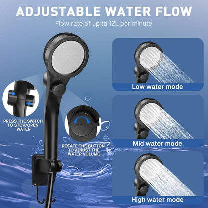 MIAOKE Upgrade Portable Camping Shower, 7800mAh Electric Outdoor Shower, Rechargeable Pump with Intelligent Digital Display, Temperature Display, Shower Head for Camping, Hiking