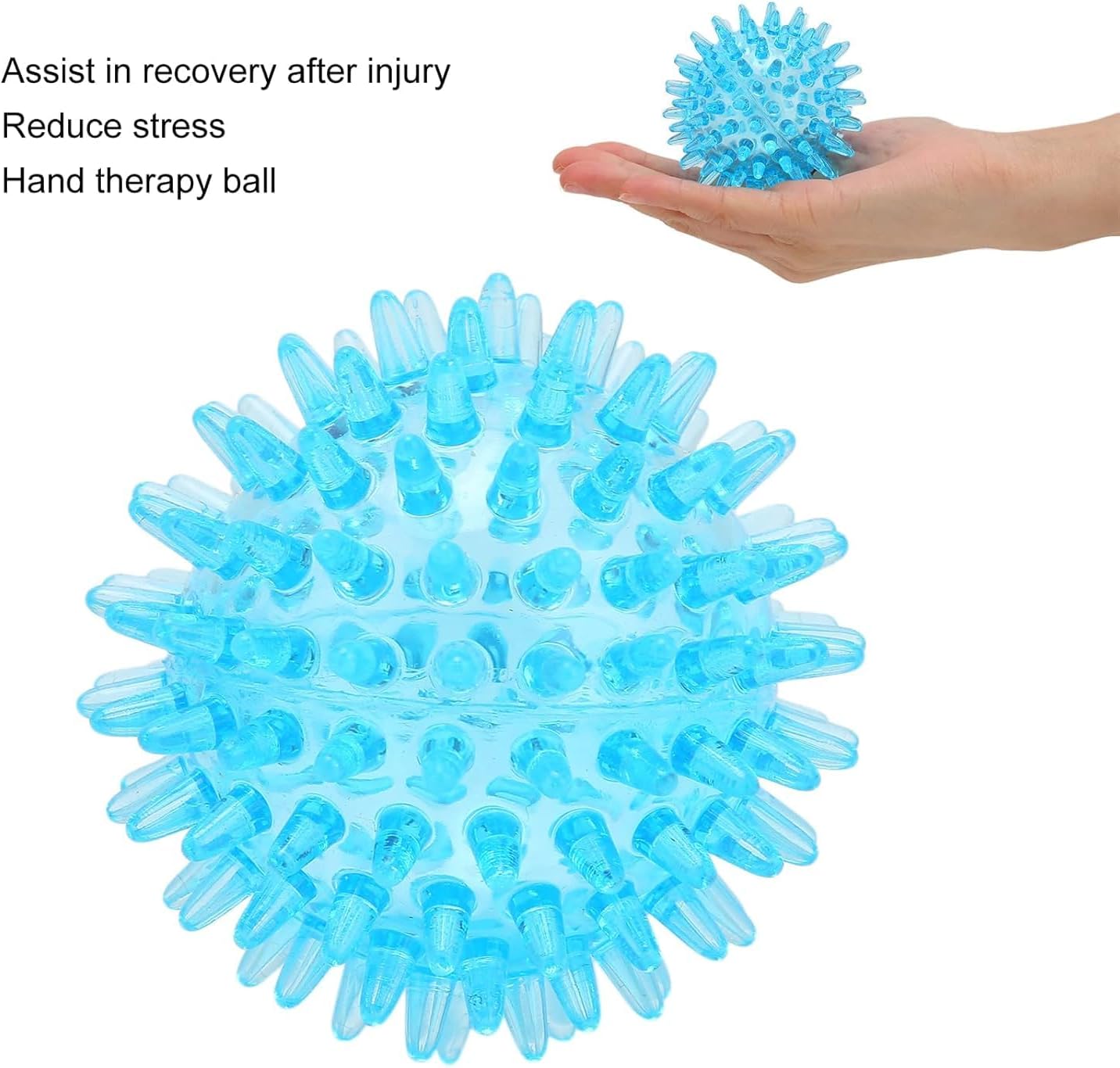 7 CM Soft Transparent Spiky Massage Ball for Hand & Wrist – Stress Relief, Deep Tissue Muscle Roller, Strength Recovery Exercise Tool, Sensory Toy for Relaxation & Stress Management（Blue）