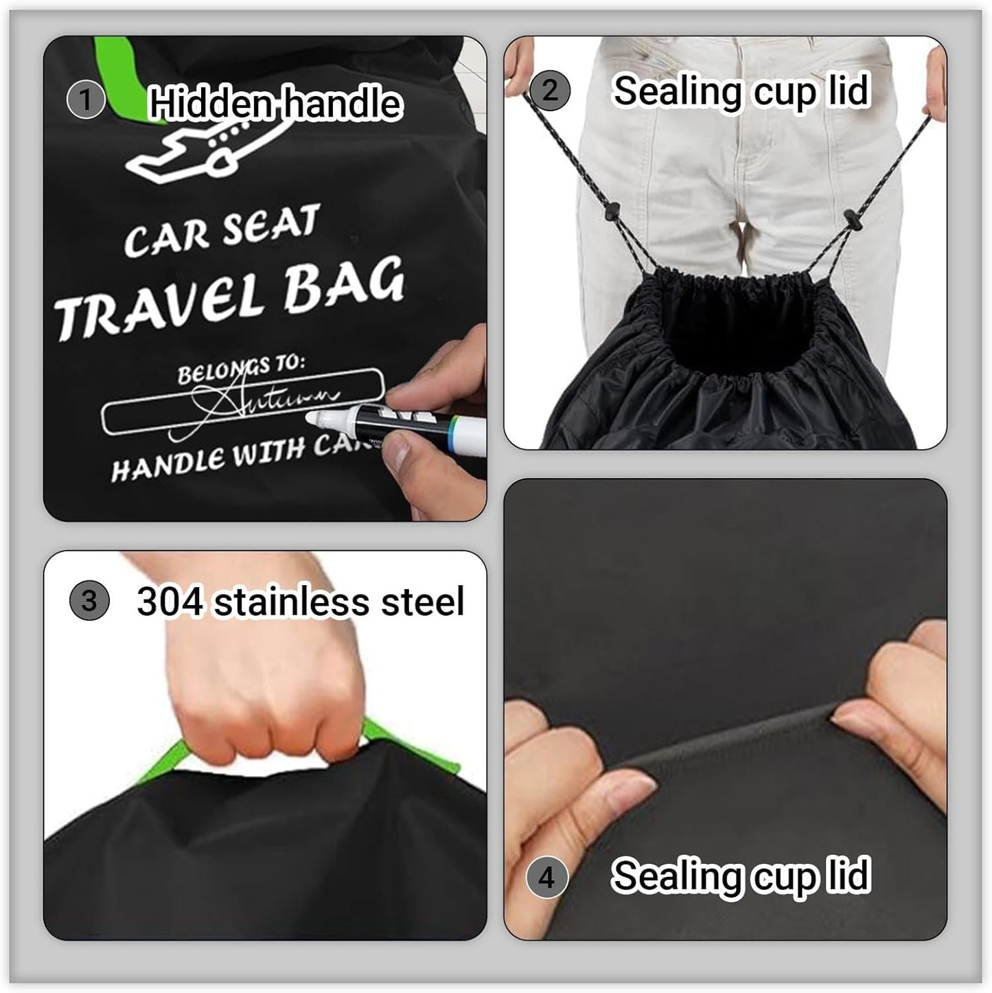 Car Seat Bags for Air Travel - Durable Baby Carseat Cover for Airplane Travel - Padded Car Seat Travel Bag for Airplane & Stroller Bag for Airplane, Gate Check Bag for Air Travel