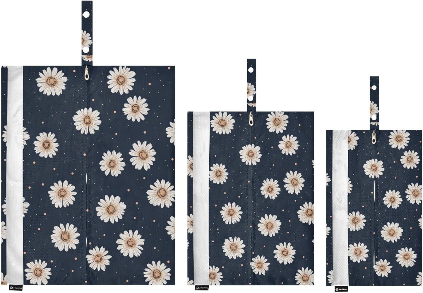 Black and White Daisies 3 Set Packing Travel Bags Portable Closet Storage Bag Compression Bags Office Storage & Organization