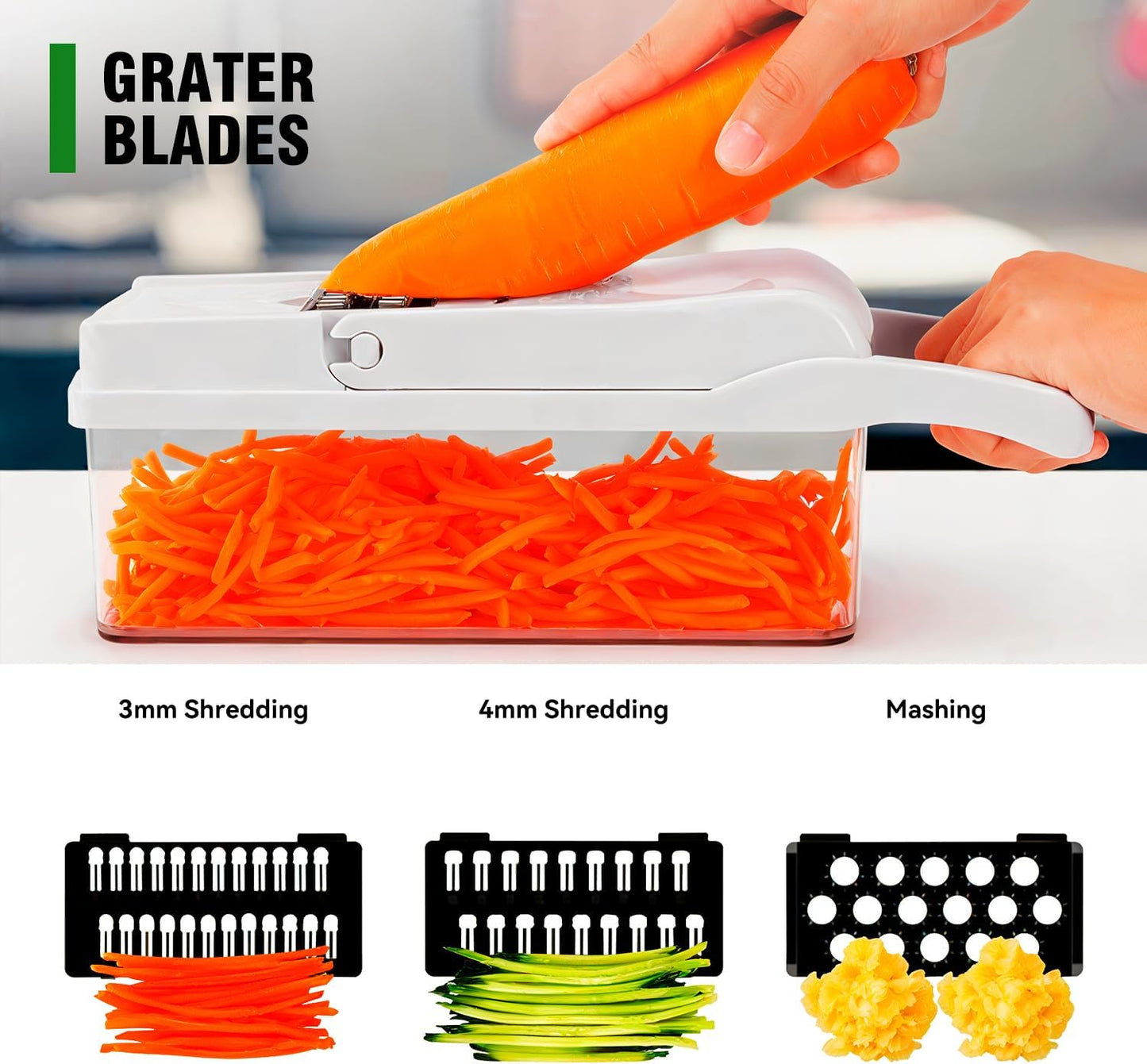Billord Vegetable Chopper - 18in1 Professional Onion Chopper & Spiraizer with Container, Food Cutter Fruit Slicer, Kitchen Gadgets & Accessories or Salad Potato Carrot Garlic, Vegetable Cutter Tools