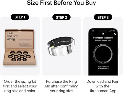 Ultrahuman Ring AIR-Smart Ring Activity Tracker, Size First with Ultrahuman Sizing Kit,Sleep Tracker,Smart Ring for Men/Women,Fitness Tracker (Size 8)