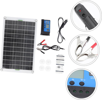 KONTONTY 1set Portable Solar Panel Kit for Camping Hiking and Power Lightweight High Conversion Efficiency Suitable for Rvs Cars and Outdoor Activities