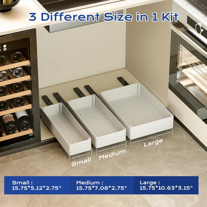 WRISIN 3 Pack Pull Out Cabinet Organizer, Multi-Purpose Slide Out Drawers for Kitchen Cabinets, Bathroom, Pantry Organizer, Roll Out Shelf for Home Organization and Storage