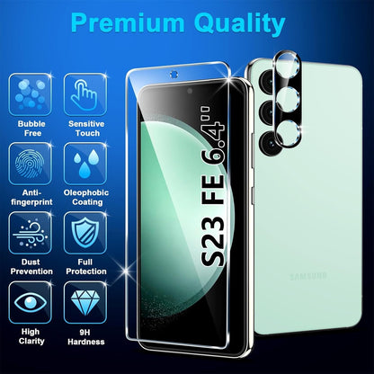 [3+3 Pack] for Samsung Galaxy S23 FE Screen Protector, 9H Tempered Glass, Ultrasonic Fingerprint Compatible, HD Clear Case Friendly for Samsung S23 FE Tempered Glass Screen Protector 5G