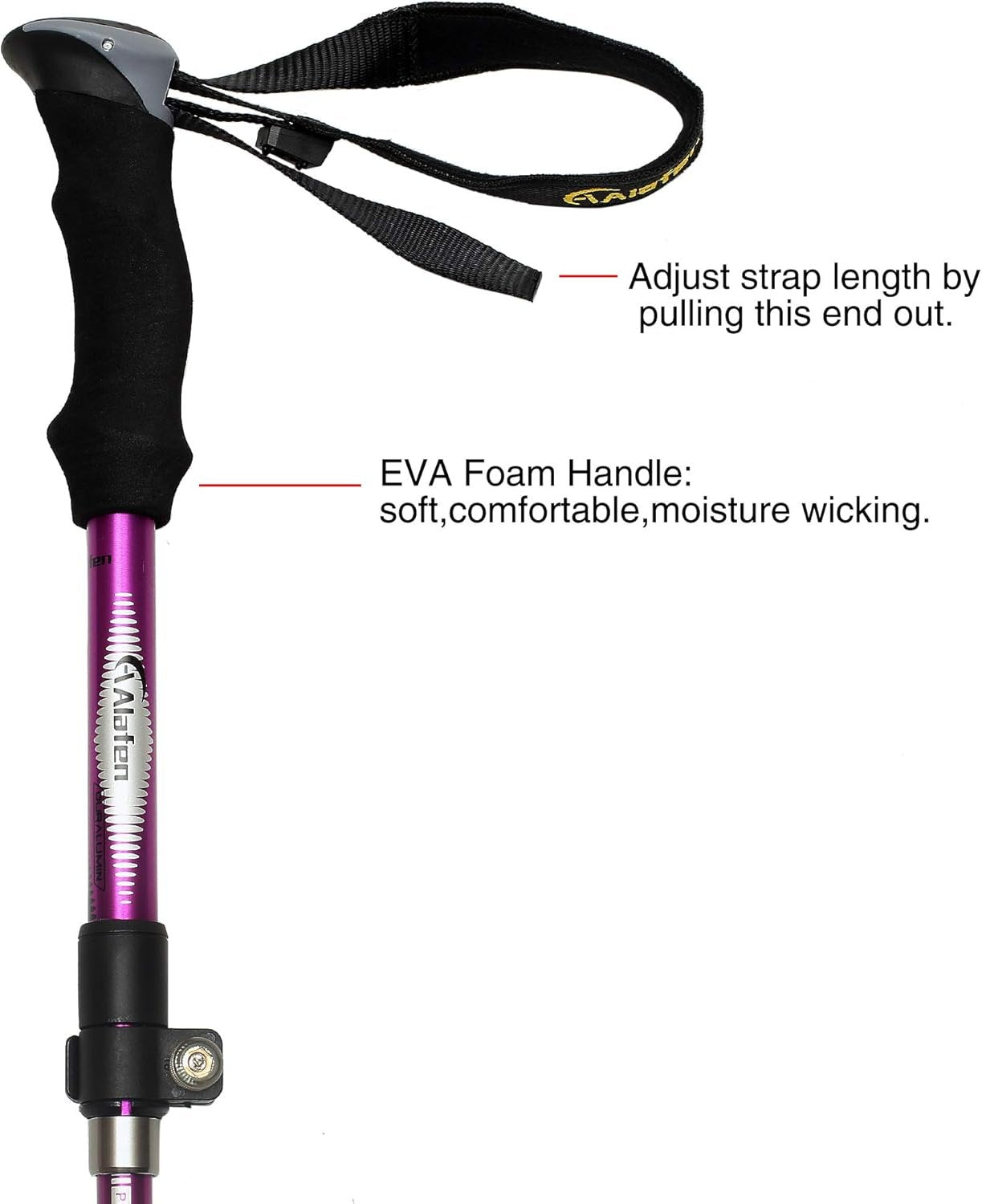 A ALAFEN Aluminum Collapsible Ultralight Travel Trekking Hiking Pole for Men and Women