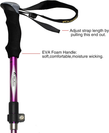 A ALAFEN Aluminum Collapsible Ultralight Travel Trekking Hiking Pole for Men and Women
