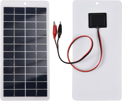 BERZO 5W 12V Solar Panel Portable Solar Power Polycrystalline Siliocone Solar Charger Mini High Efficiency Solar Module with Clips