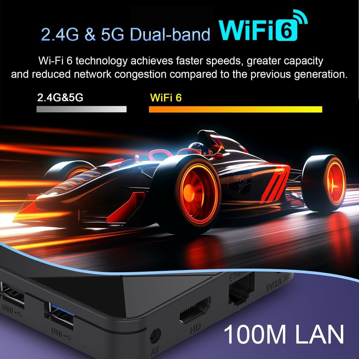 LEFFOT Android 14.0 TV Box, RK3518 4K UHD Streaming Device for TV, 2GB RAM + 16GB ROM, Smart TV Box with HDR10, Voice Control, 2.4G & 5G WiFi 6, 100M Ethernet, BT 5.4, USB 3.0, RK3518 Quad Core A53