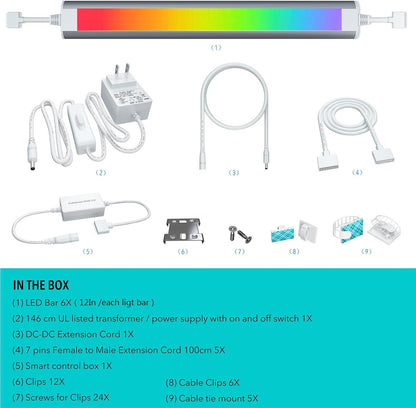 Smart Under Cabinet Lighting White & Multicolor LED Strip Lights Dimmable Works with Alexa,Google Home,Smart APP Remote Control RGB Kitchen Lamp Plug in for Under Counter Light Fixtures,6pcs