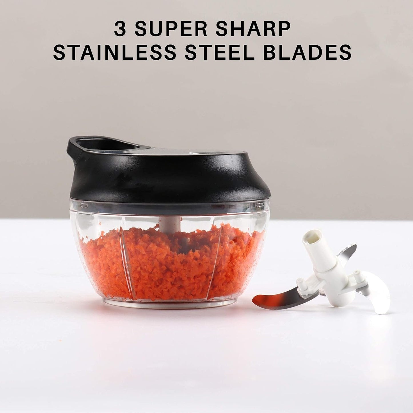 HfGrey - Stainless Steel Hand Held Vegetable Chopper, Multi Purpose Manual Food Chopper - Onion Chopper - Garlic Chopper - Nut Chopper - Veggie Chopper dicer, Hand Pull Manual Food Processor