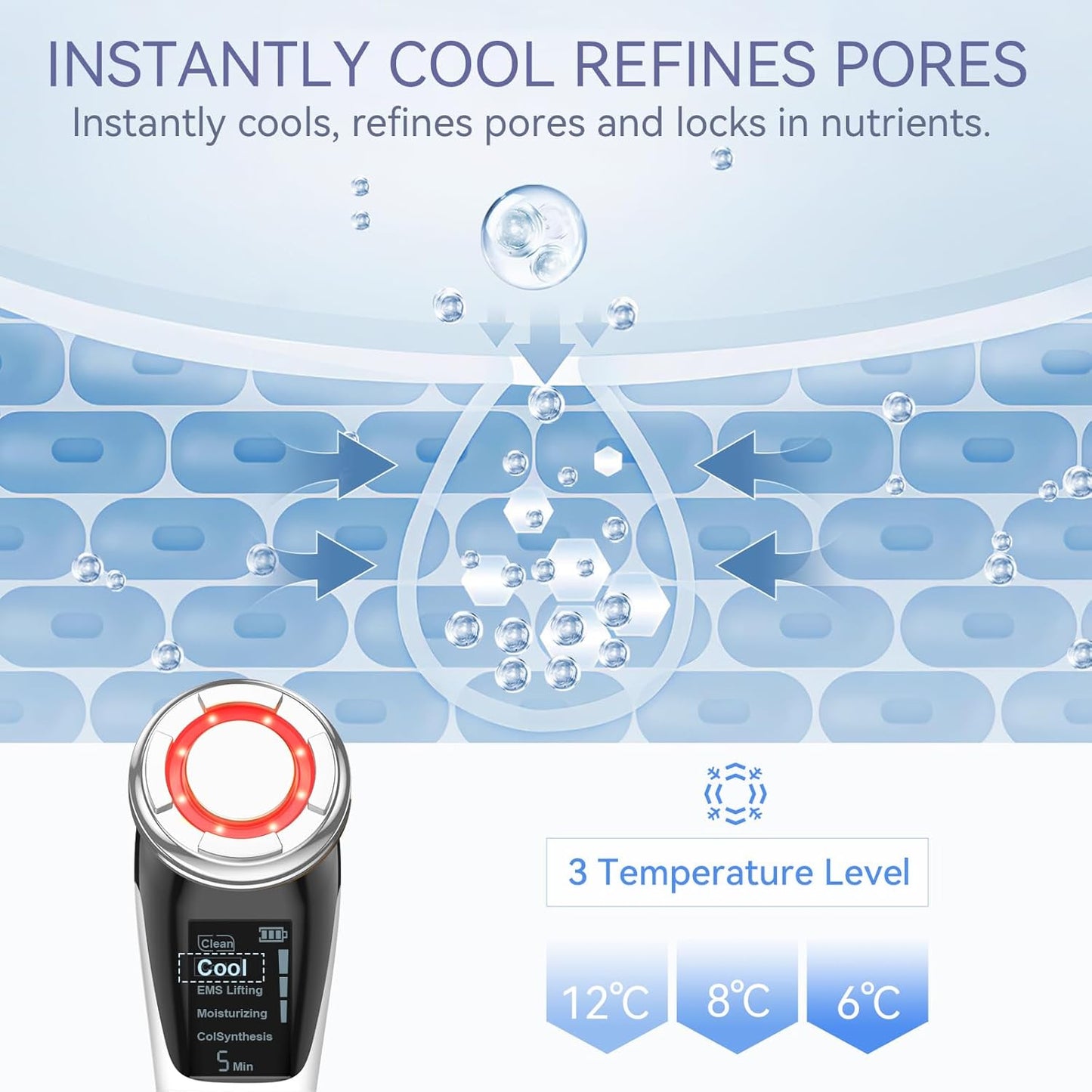 ANLAN Multifunctional Anti-Wrinkle Beauty Massager, Red and Blue Hot and Cold Facial Massage, Deep Cleansing Anti-Aging Firming and Lifting