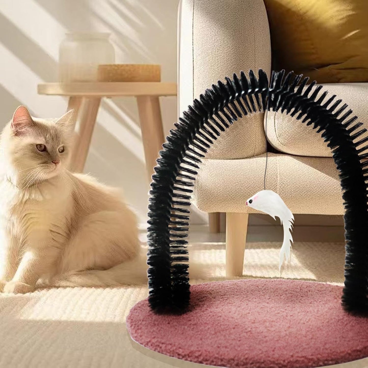 Cats Groomer, Cat Arch Grooming Brush, Scratching Hair Massager, Bristle Tools for Shedding and Cleaning, Suitable Kittens, Cat Rabbits, Durable & Hygienic Design