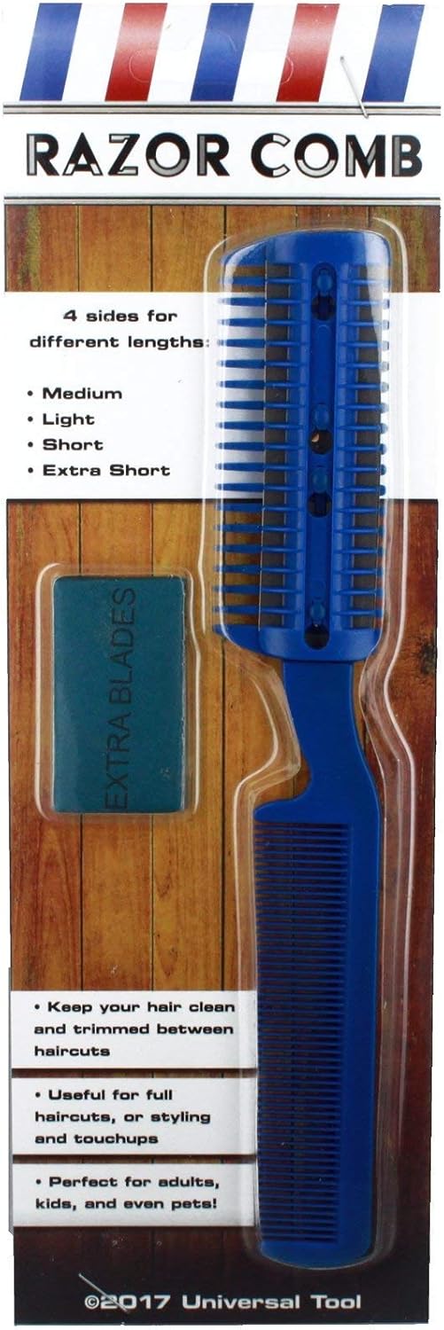 Universal Unisex Razor Comb Home Hair Cut Scissor (w/ 6 Bonus Replacement Razors)