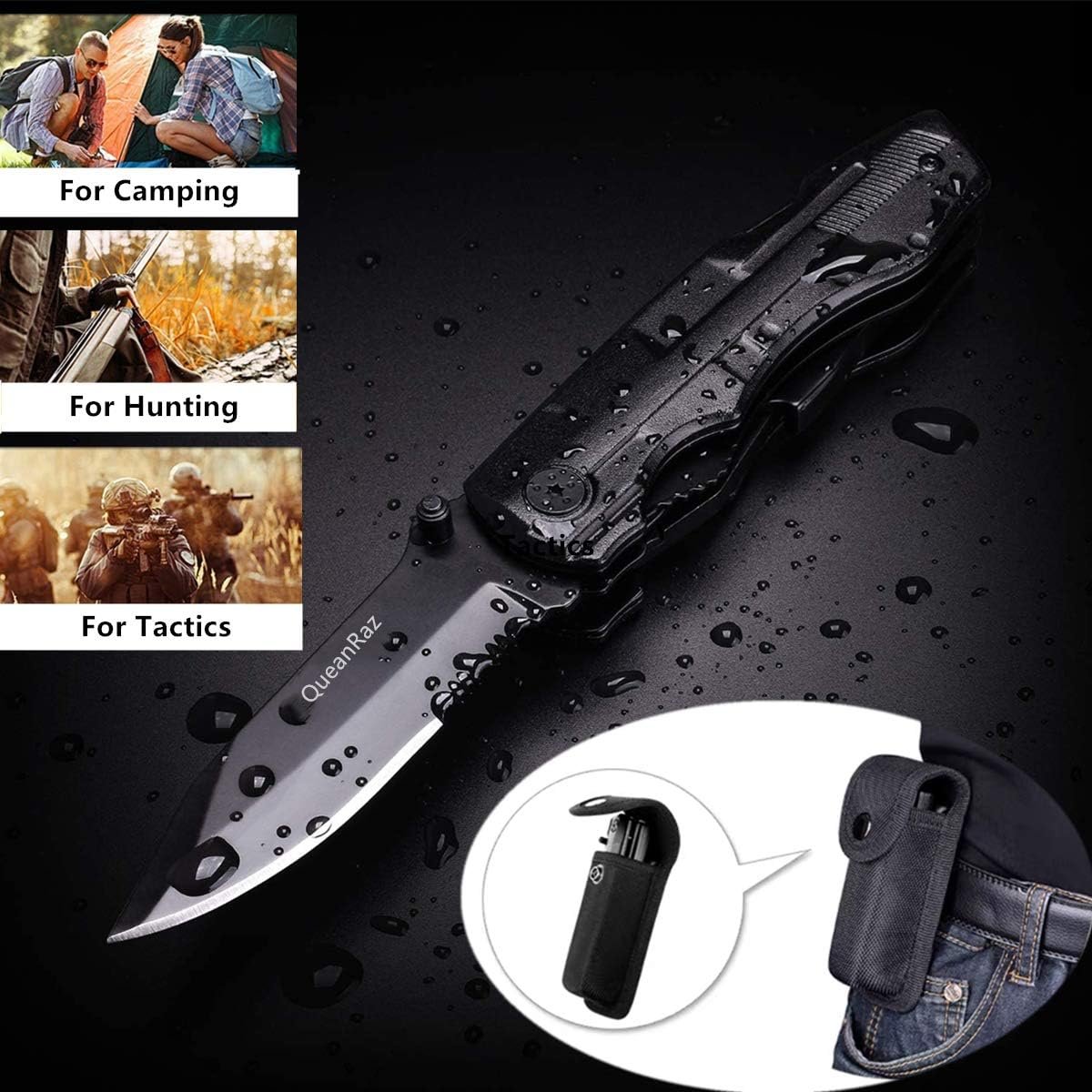 Folding Hunting Knife Multitool Pliers, Pocket Knife Gifts For Dad Men, Tactical Knife with Saw Knife Bottle Opener Screwdriver Perfect for Camping Outdoor Survival Hiking Household DIY, Tools For Men
