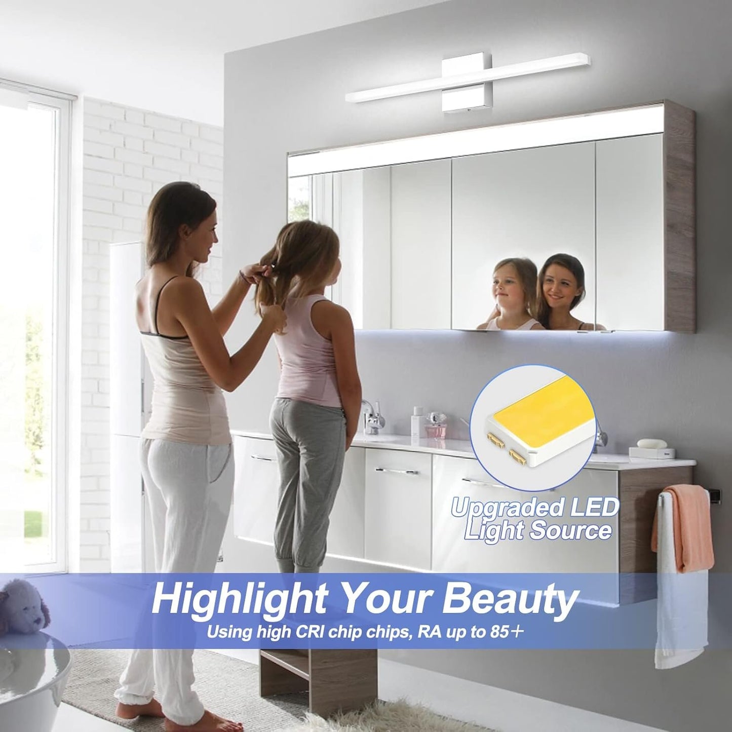 Combuh LED Vanity Lights 24 Inch Bathroom Light Fixtures 14W IP44 Mirror Lighting Indoor Wall Lamp Modern Cool White 6000K for Washroom